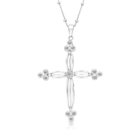 Trio Flared Edge Cross Pendant - .70 Carat