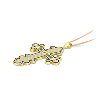 Rose Gold Diamond Russian Orthodox Cross Pendant Necklace - 1.5 Carat