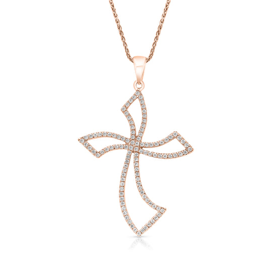 Curvy Diamond Cross Pendant - .70 Carat