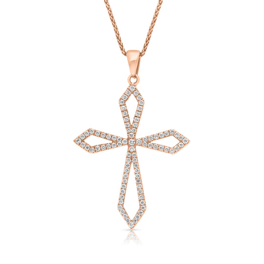 Gothic Style Open Cross Pendant - .75 Carat