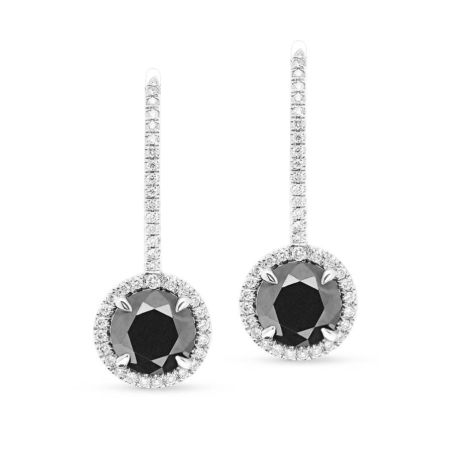 Black Diamond Dangling Earrings - 5 Carat