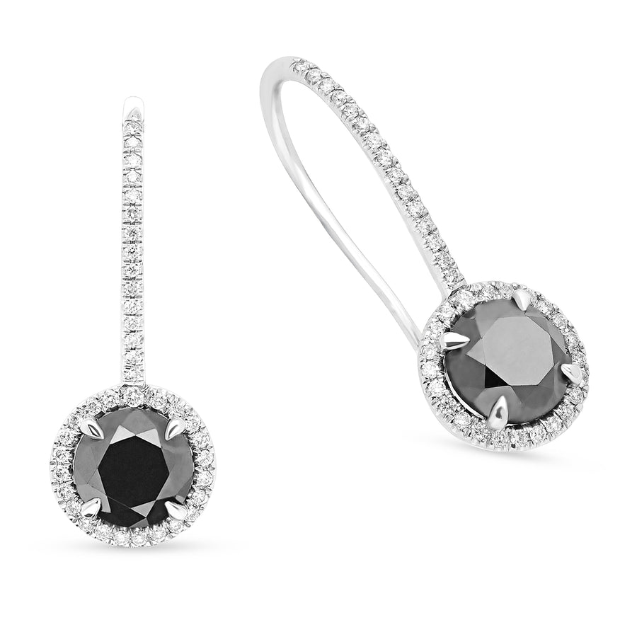 Black Diamond Dangling Earrings - 5 Carat
