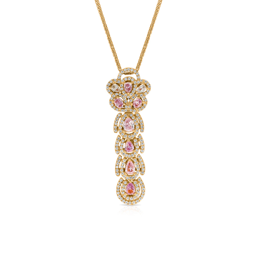 Fancy Color Pink and White Diamond Linear Pendant - 1.6 Carat