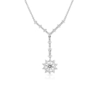 Round Brilliant Cut Diamond Drop Sun Pendant - 1.3 Carat