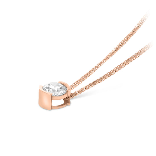 Rose Gold Half Bezel Set Diamond Pendant