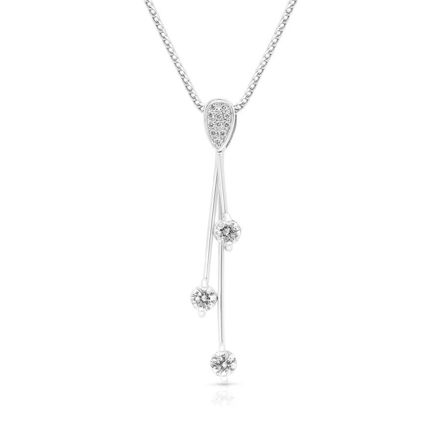 0.60 carat dangling flowers tie diamond necklace