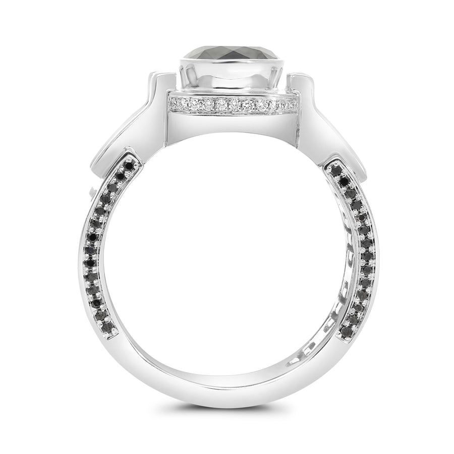Men's Black Diamond White Gold Ring - 2.40 Carat