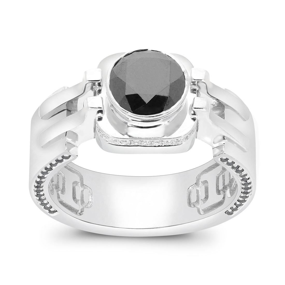 Gorgeous Black Men Diamond Ring. 2.70 carat round cut gorgeous black natural diamond - GIA certificate