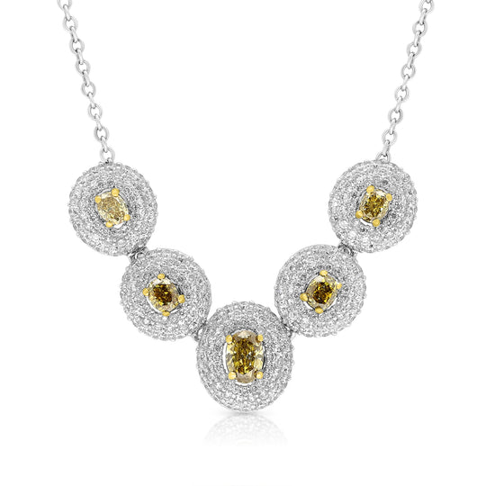 Five Oval Cut Chameleon Graduated Diamond Necklace - 3.58 Carat