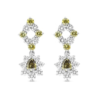 Floral Fancy Color Diamond Drop Earrings - 3 Carat