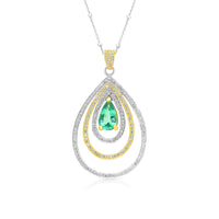 1.99 carat Pear Shape Natural Emerald Pendant Necklace