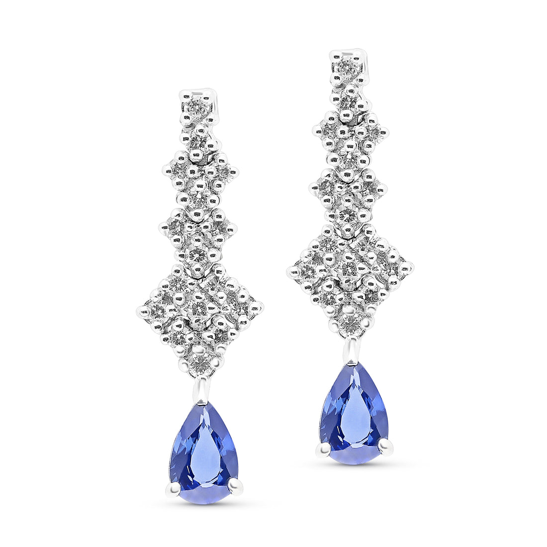 Pear Shaped Ocean Blue Sapphire Dangling Earrings - .8 Carat