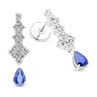 Pear Shaped Ocean Blue Sapphire Dangling Earrings - .8 Carat