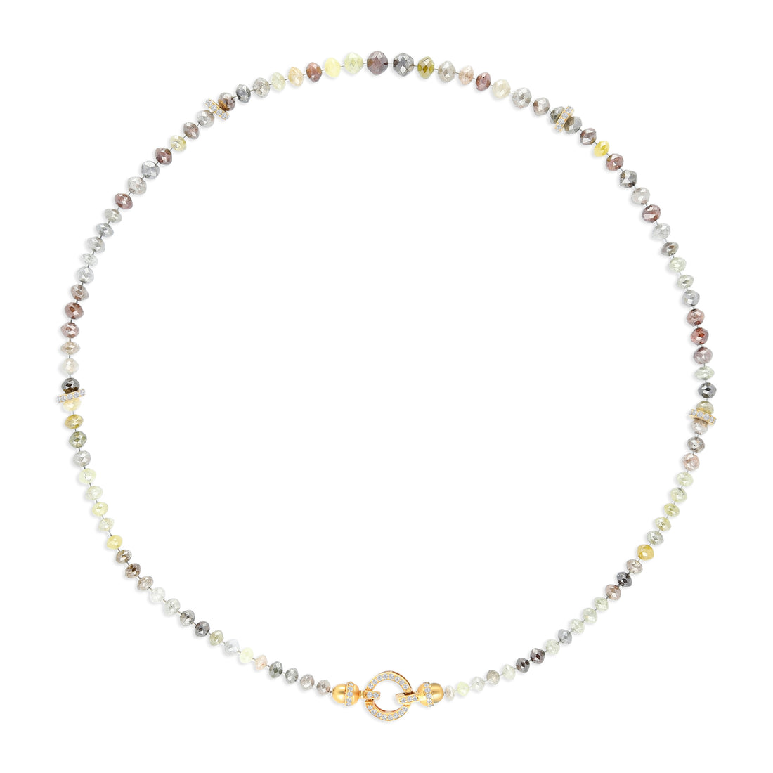 Multicolor Mix Diamond Beaded Necklace - 80.75 Carat