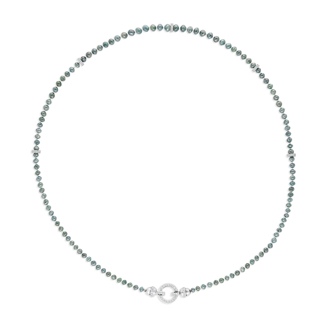 Greyish Green Diamond Beaded Necklace - 48.76 Carat