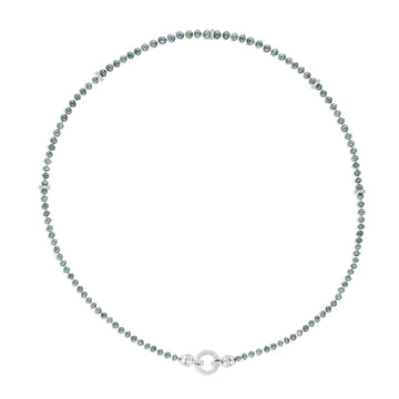 Greyish Green Diamond Beaded Necklace - 48.76 Carat