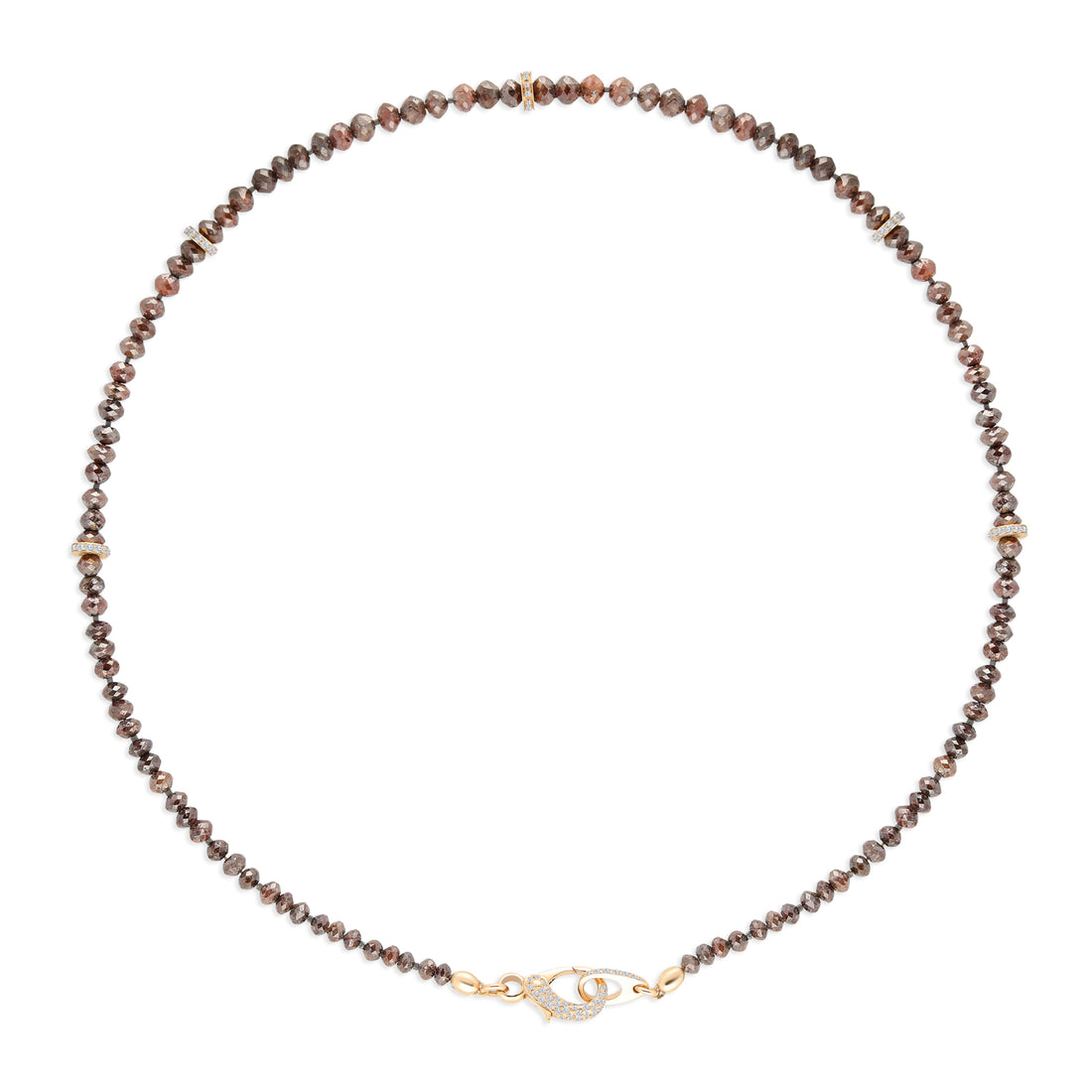 Reddish Brown Diamond Beaded Necklace - 103.91