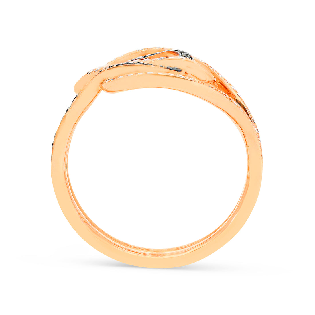 White and Black Diamond Abstract Loop Ring in Rose Gold