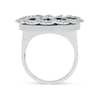 White & Black Diamond Flower-Shaped Spinning Ring