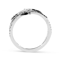 North Star White and Black Diamond Multi Band Bypass Wrap Ring
