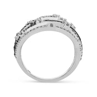 Fashion Multi Layer White & Black Diamond Ring