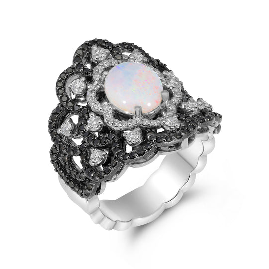 Black and White Diamond Antique Style Estate Ring