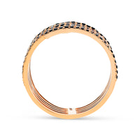 Rose Gold White and Black Diamond Multi Row Ring