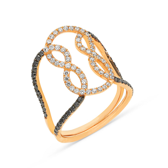 White and Black Diamond Infinity Loop Ring