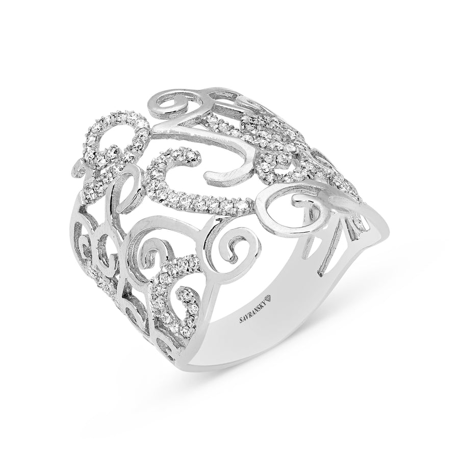 Filigree Diamond White Gold Ring