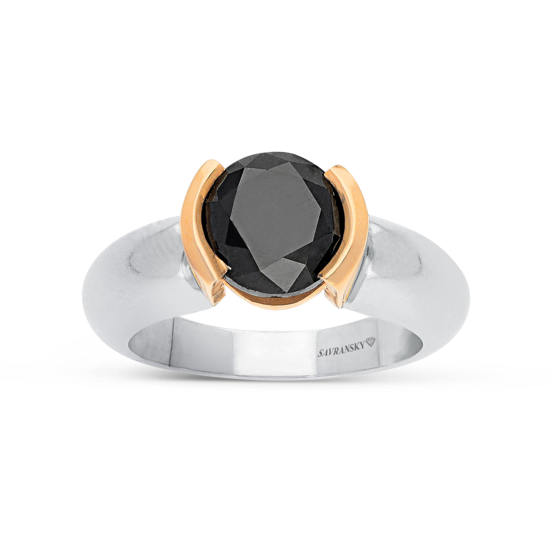 Half Bezel Black Diamond Engagement Ring