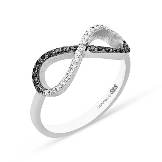 Black and White Diamond Infinity Ring