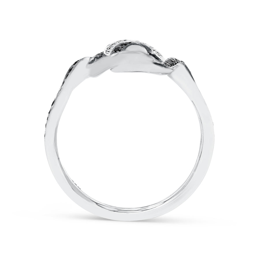 White and Black Diamond Infinity Loop Ring
