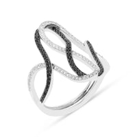 White and Black Diamond Infinity Loop Ring