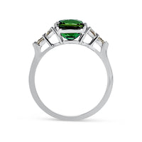 Dark Green Sapphire Gemstone and Diamond Ring