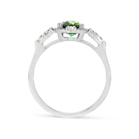 Cushion Cut Natural Fancy Green Sapphire Ring - GRS certificate
