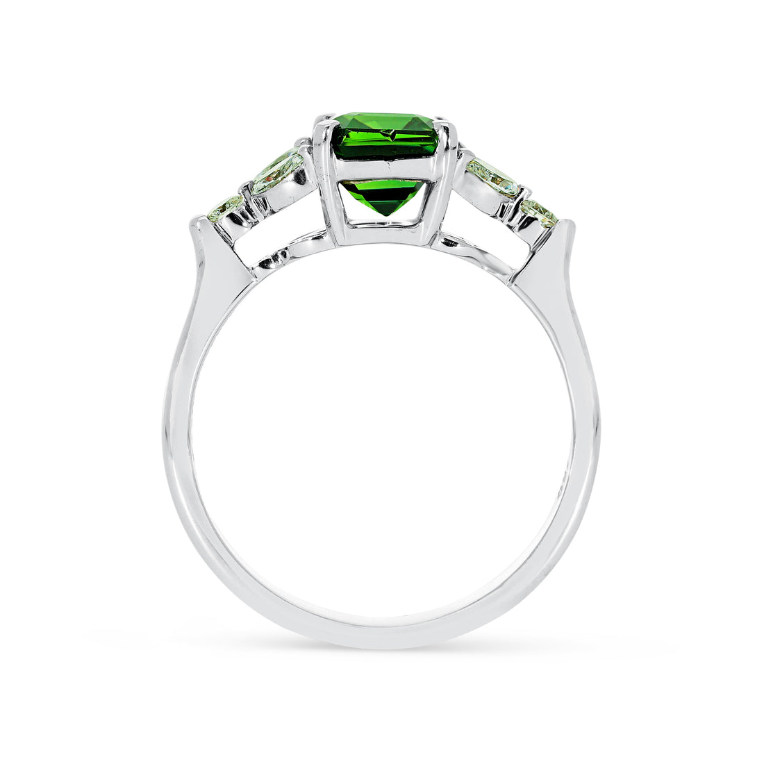 Octagonal Cut Natural Fancy Green Sapphire Ring - 3.1 Carat