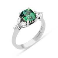 Octagonal Cut Natural Fancy Green Sapphire Ring - 3.1 Carat
