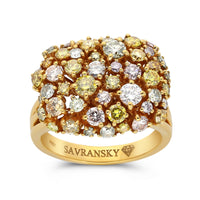 Yellow Gold Multi Colored Sapphire Cluster Ring