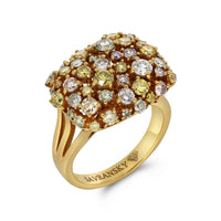 Yellow Gold Multi Colored Sapphire Cluster Ring