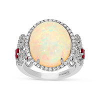 Cabochon Oval Cut Opal Birthstone Statement Ring