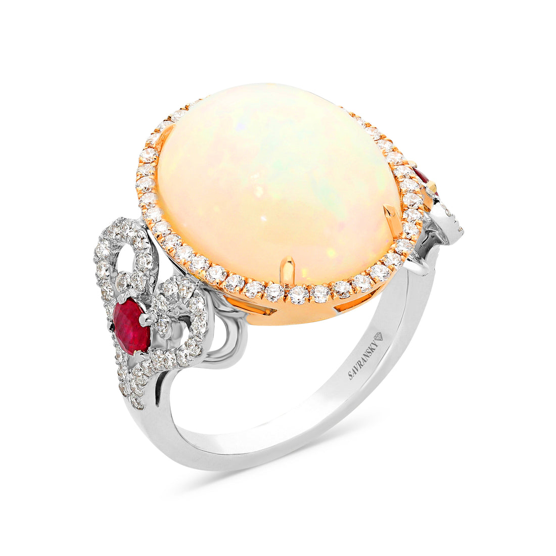 Cabochon Oval Cut Opal Birthstone Statement Ring