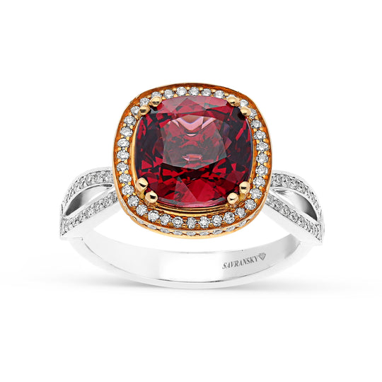 Cushion Cut Red Spinel Ring - 4.4 Carat