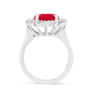 Red Ruby Flower Shaped Ring - 6.7 Carat