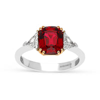 Red Spinel Three Stone Ring - 2.8 Carat
