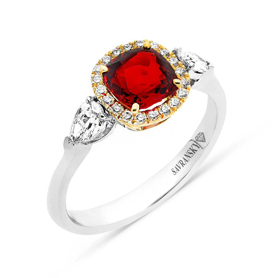 Red Spinel Three Stone Ring - 1.7 Carat