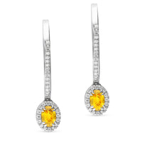 Yellow Sapphire Diamond Drop Earrings - 1.6 Carat