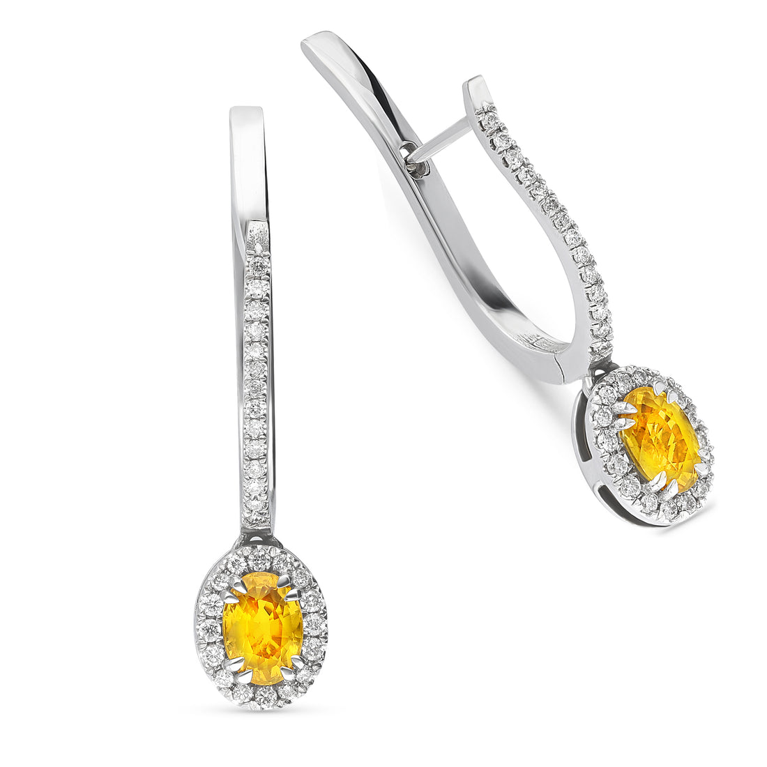 Yellow Sapphire Diamond Drop Earrings - 1.6 Carat