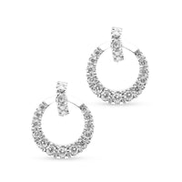 Diamond Hoop Earrings - Graduating Diamond Open Circle Drop Earrings