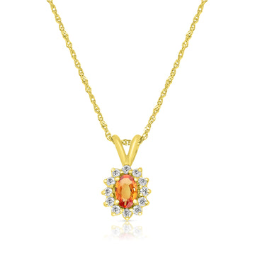 Orange Sapphire Flower Shaped Pendant - .84 Carat