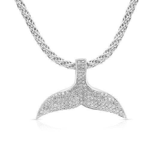 Diamond Pave Fishtail Pendant Necklace - 1.1 Carat